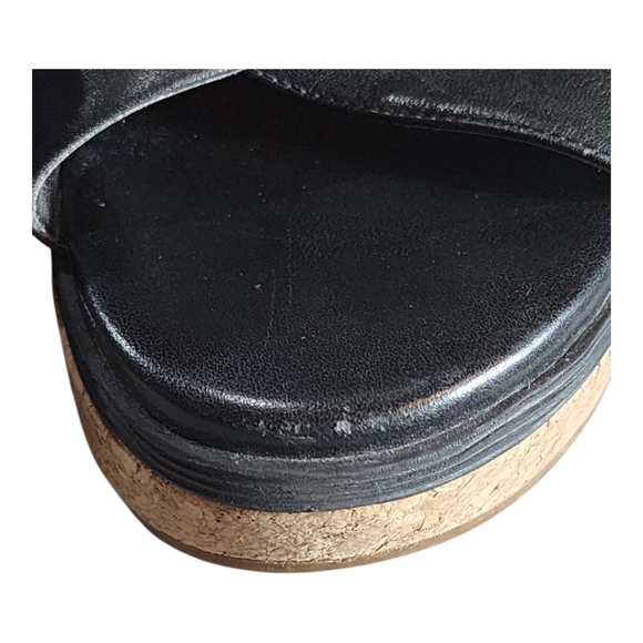 Cole Haan Grand.OS Black Leather Cork Wedge Sandals Slide 7B Comfort - Picture 14 of 14